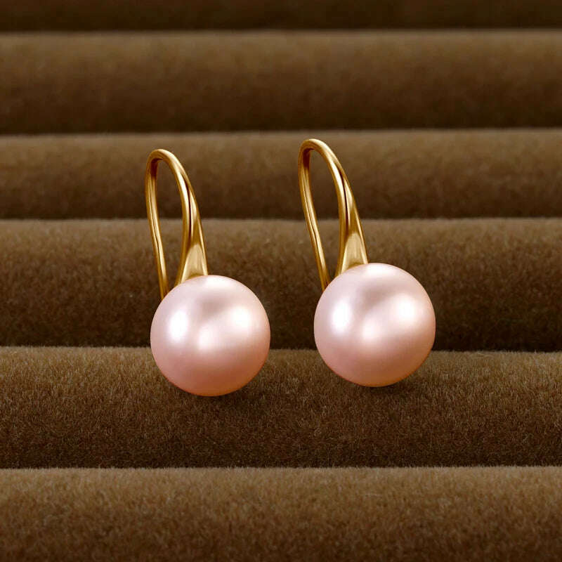 AINUOSHI 14K Gold Filled Pearls Drop Earrings 6.5-7mm Round Natural Cultured Freshwater Pearl Earrings For Women Jewelry Gift - KIMLUD