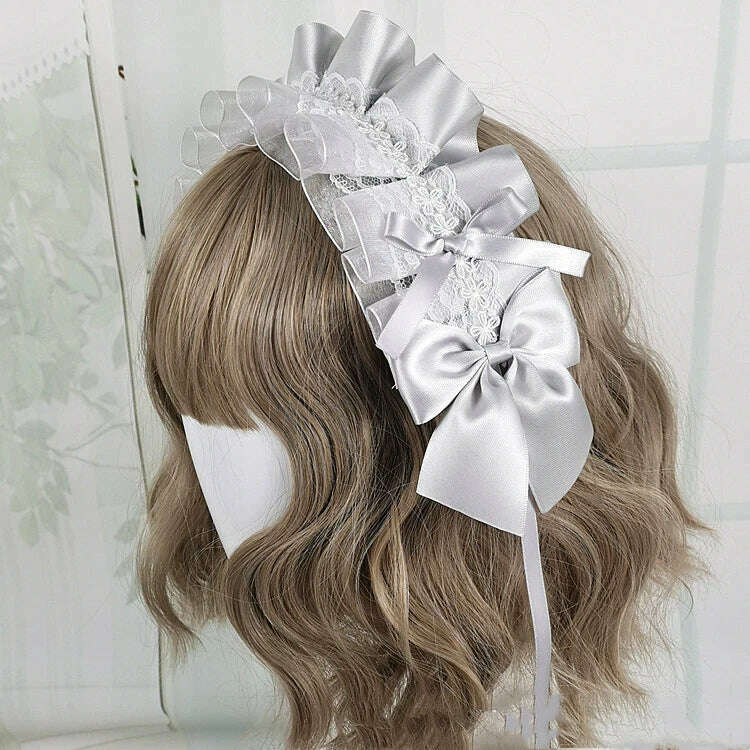 Anime Maid Lovely Sweet Headband Lolita Maid Lace Flower Headwear Cosplay Hair Hoop Hand Made for Girls Gift Hair Accessory - KIMLUD