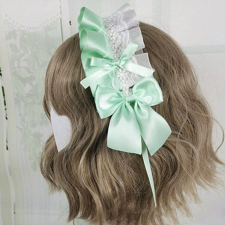 Anime Maid Lovely Sweet Headband Lolita Maid Lace Flower Headwear Cosplay Hair Hoop Hand Made for Girls Gift Hair Accessory - KIMLUD