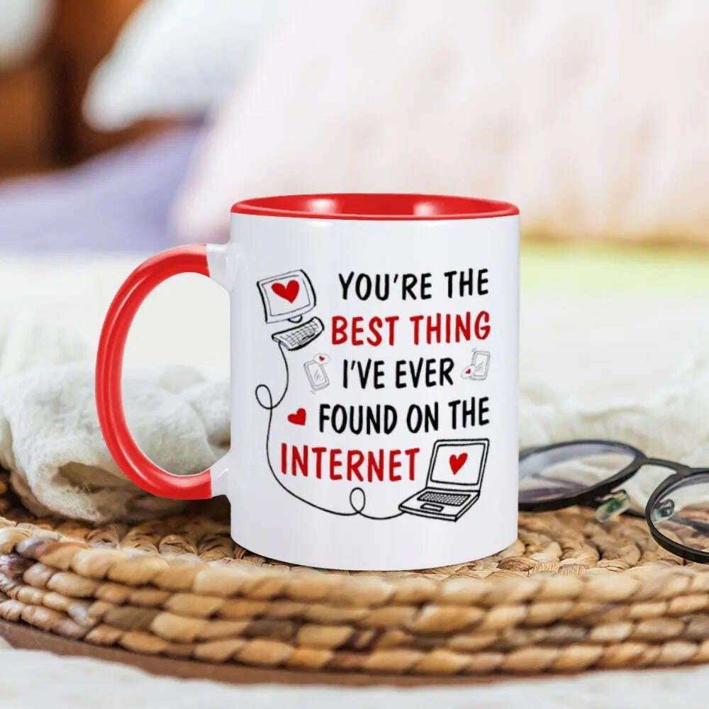 Anniversary Coffee Mug Valentines Day Gifts for Her Ceramics Tea Milk Cup Home Drinkware 11oz Birthday Gift Ideas for Girlfriend - KIMLUD