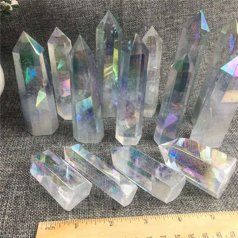 KIMLUD, Aura Angel clear crystal stones wand point tower for healing quartz stone gift, KIMLUD Womens Clothes