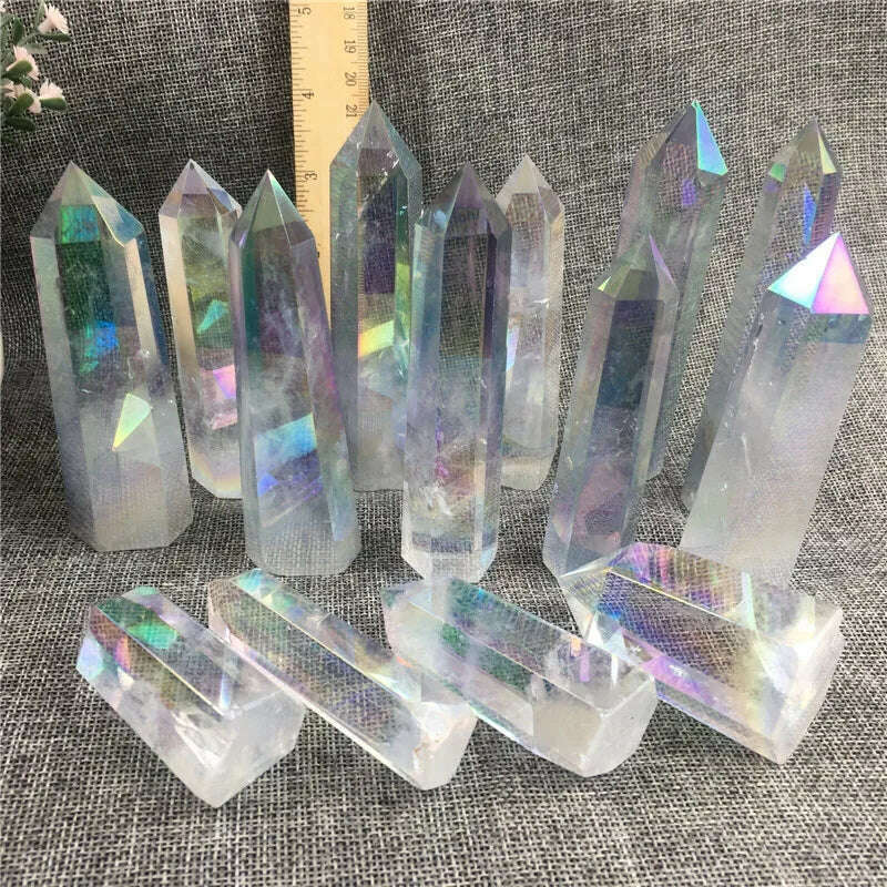 KIMLUD, Aura Angel clear crystal stones wand point tower for healing quartz stone gift, KIMLUD Womens Clothes
