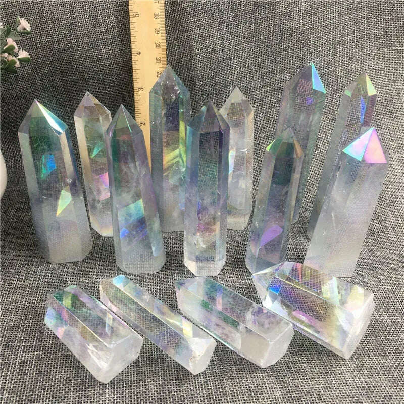 KIMLUD, Aura Angel clear crystal stones wand point tower for healing quartz stone gift, KIMLUD Womens Clothes