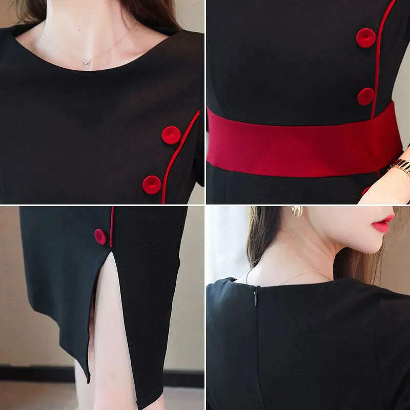Autumn Winter High Waist Buttons Bodycon Dress Women Elegant Fashion Evening Dresses Ladies Temperament Robe Vestido De Fiesta - KIMLUD