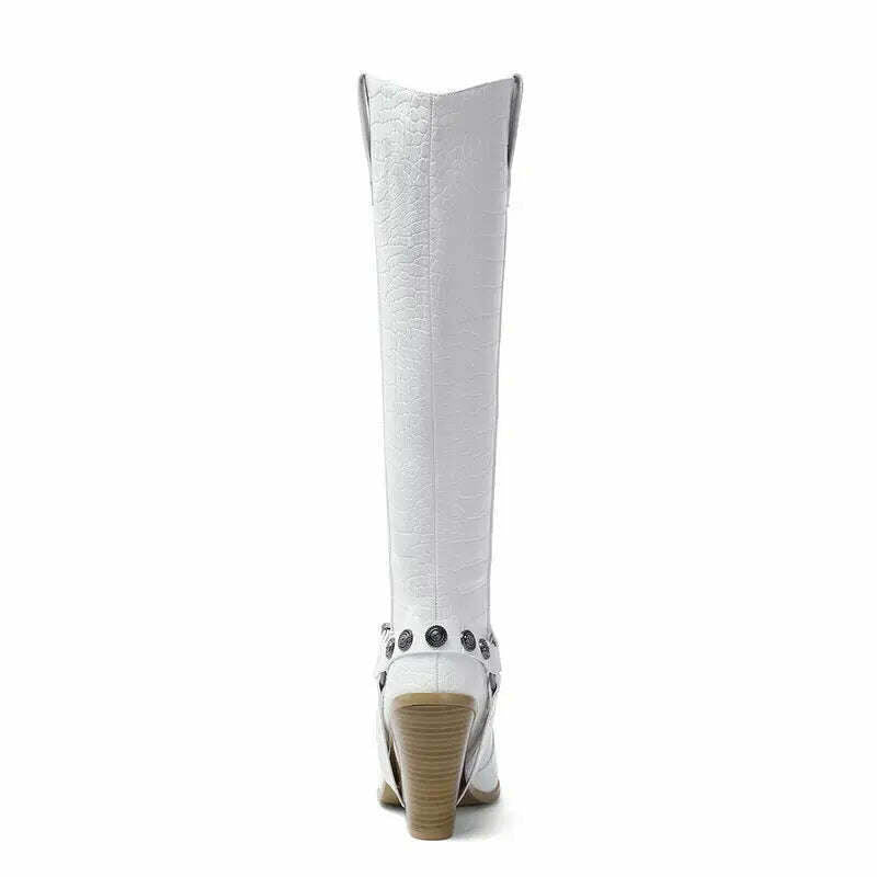 Autumn Women Boots Fashion Buckle Knee High Boots Pu Leather Wedges High Heel Long Boots Pointed Toe Winter Woman Shoes - KIMLUD
