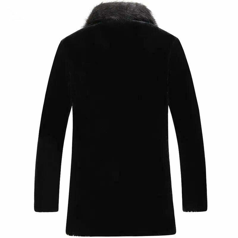 AYUNSUE 100% Wool Coat Sheep Shearling Fur Coat Winter Jacket Men Raccoon Fur Collar Long Coats Men Jacket LSY080870 MY1133 - KIMLUD