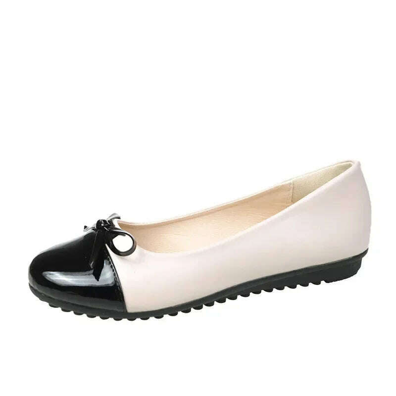 KIMLUD, Ballerina Women's Flat Shoes Comfort Non-slip Ladies Loafers Leather Flats Elegant Bowknot Women's Single Shoes Mother's Shoes, KIMLUD Womens Clothes