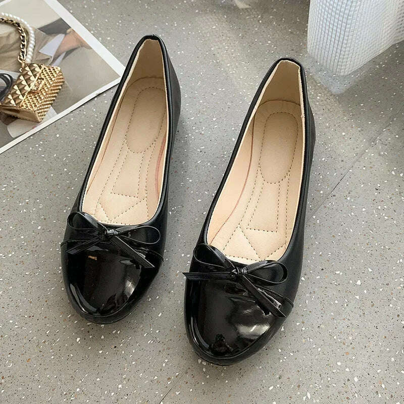 KIMLUD, Ballerina Women's Flat Shoes Comfort Non-slip Ladies Loafers Leather Flats Elegant Bowknot Women's Single Shoes Mother's Shoes, 39 / black, KIMLUD APPAREL - Womens Clothes