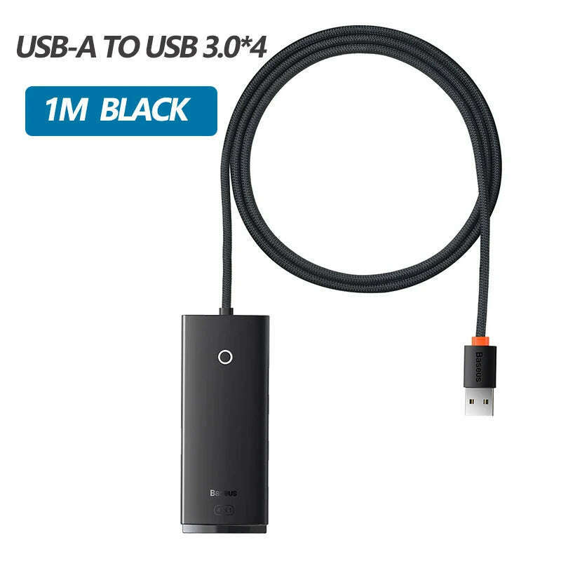 KIMLUD, Baseus USB HUB Adapter 4 in 1 USB Type C to USB 3.0 HUB Splitter Adapter for MacBook Pro Air Huawei Mate 30 Docking Station HUB, USB A HUB 1m Black, KIMLUD APPAREL - Womens Clothes