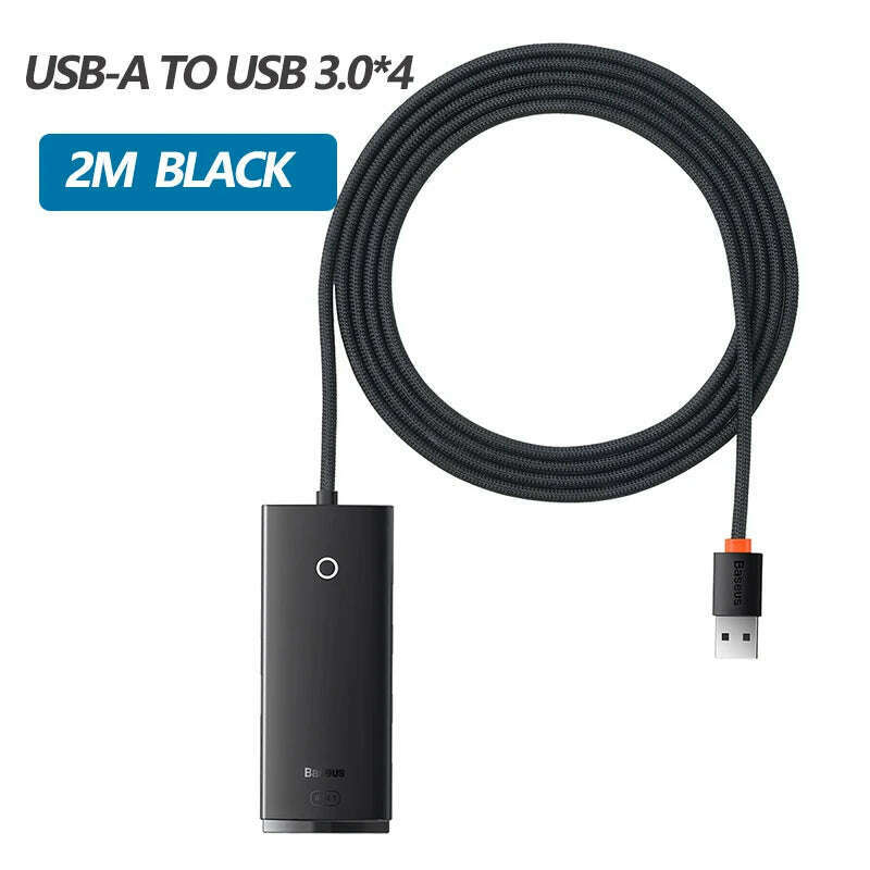 KIMLUD, Baseus USB HUB Adapter 4 in 1 USB Type C to USB 3.0 HUB Splitter Adapter for MacBook Pro Air Huawei Mate 30 Docking Station HUB, USB A HUB 2m Black, KIMLUD APPAREL - Womens Clothes