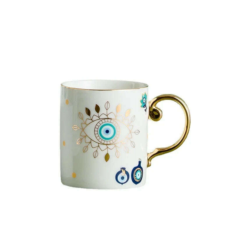 Blue Eye Coffee Cup Devil's Eye Turkish Ceramic Mug Home Breakfast Milk Novelty Cup Water Cup Afternoon Tea Cup Couples Gifts - KIMLUD