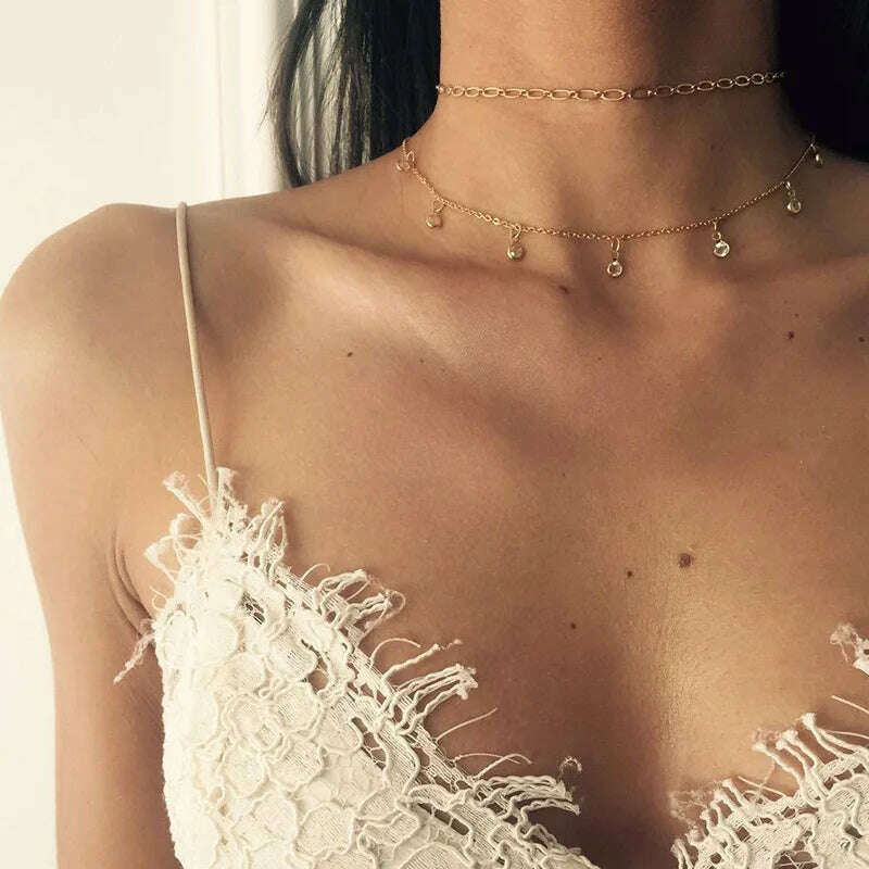 Bohemia Multilayer Crystal Butterfly Pendant Necklaces For Women Hollow Heart Choker Necklace Fashion Jewelry Party Gift N0321 - KIMLUD