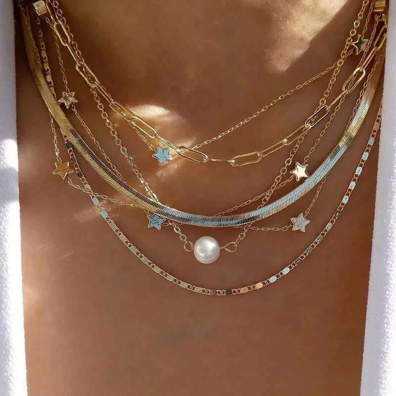 Bohemia Multilayer Crystal Butterfly Pendant Necklaces For Women Hollow Heart Choker Necklace Fashion Jewelry Party Gift N0321 - KIMLUD