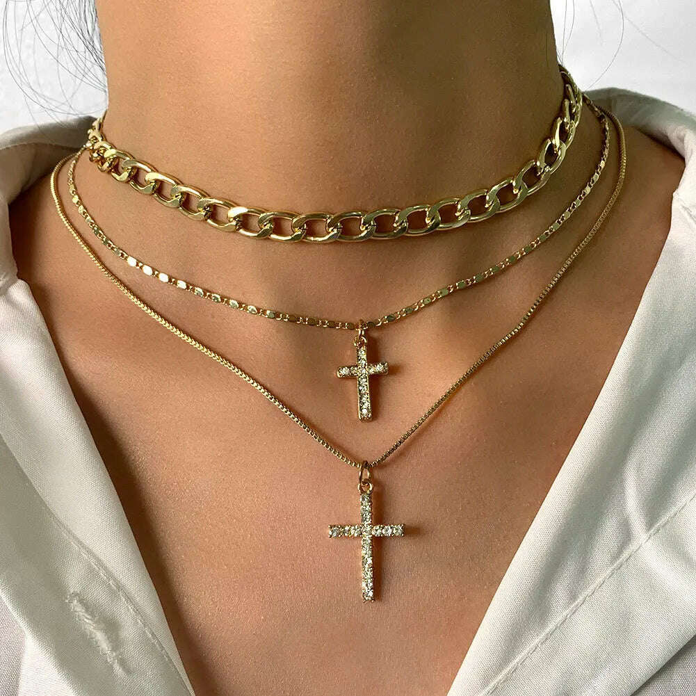 Bohemia Multilayer Crystal Butterfly Pendant Necklaces For Women Hollow Heart Choker Necklace Fashion Jewelry Party Gift N0321 - KIMLUD