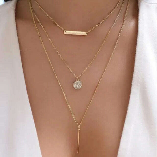 Bohemia Multilayer Crystal Butterfly Pendant Necklaces For Women Hollow Heart Choker Necklace Fashion Jewelry Party Gift N0321 - KIMLUD
