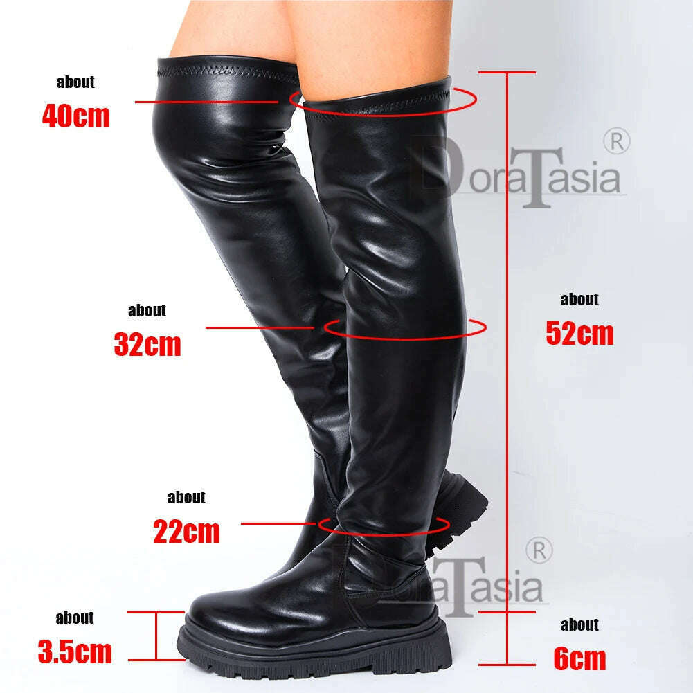 Brand New Ladies Chunky High Heels Thigh High Boots Fashion Solid Platform women's Over The Knee Boots Casual Comfy Woman Shoes - KIMLUD