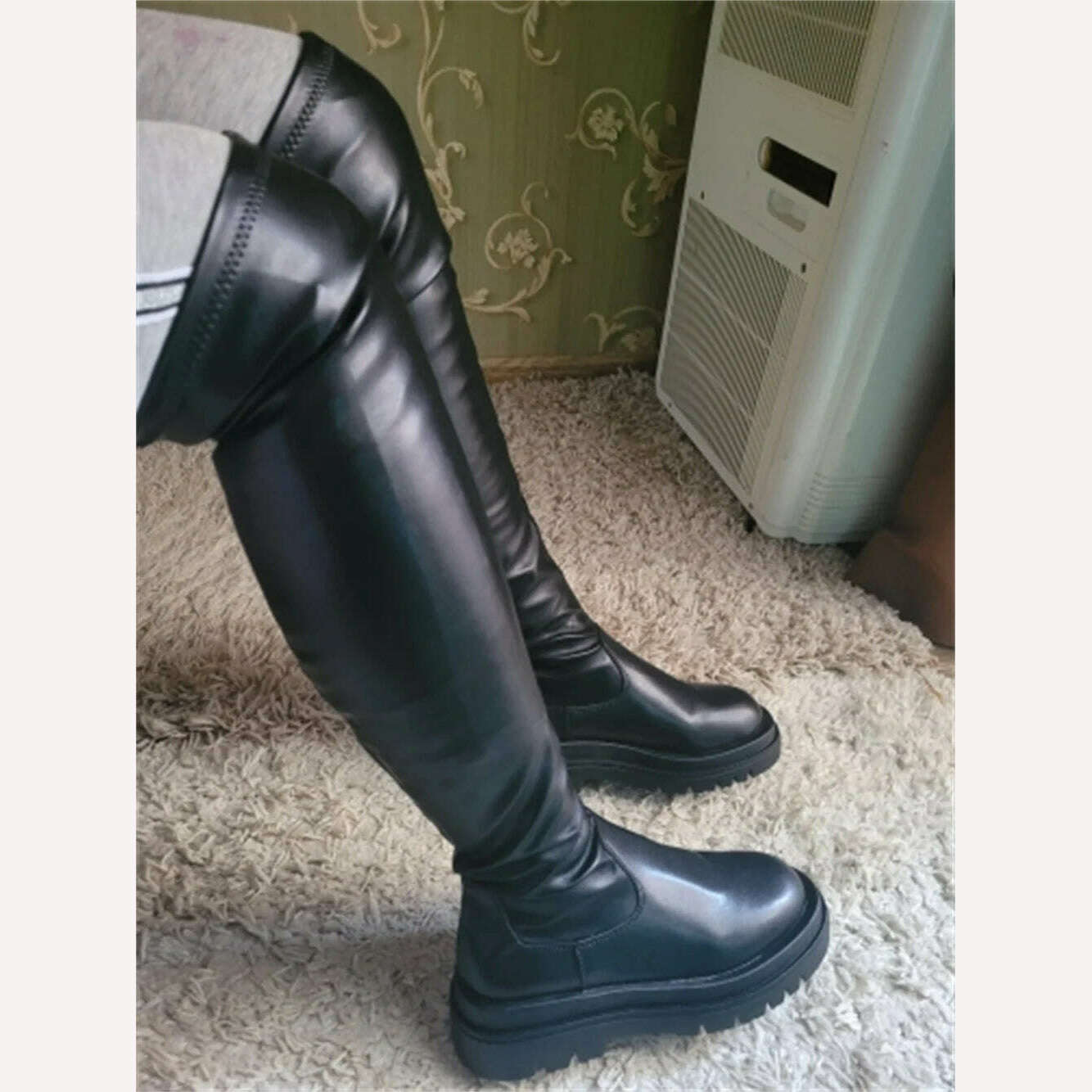 Brand New Ladies Chunky High Heels Thigh High Boots Fashion Solid Platform women's Over The Knee Boots Casual Comfy Woman Shoes - KIMLUD