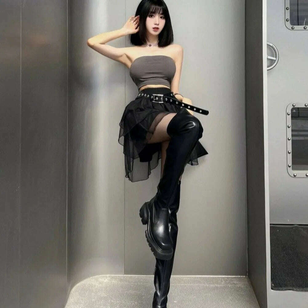 Brand New Ladies Chunky High Heels Thigh High Boots Fashion Solid Platform women's Over The Knee Boots Casual Comfy Woman Shoes - KIMLUD