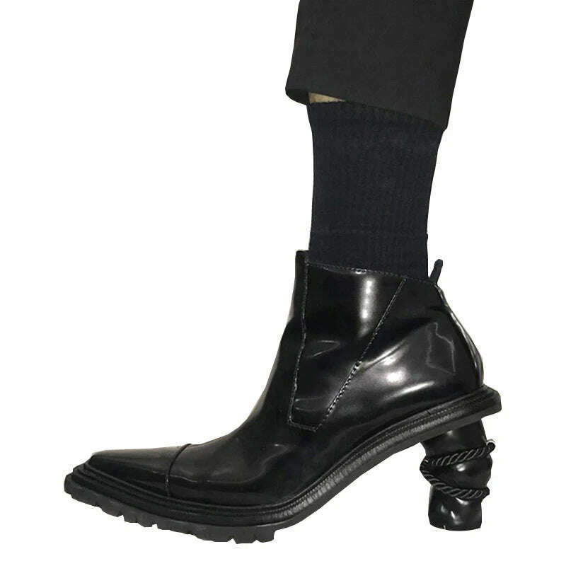 British Style Ankle Boots Women's New European American Pointed Thick Heels Retro Side Zip Motorcycle Short Boots Women - KIMLUD