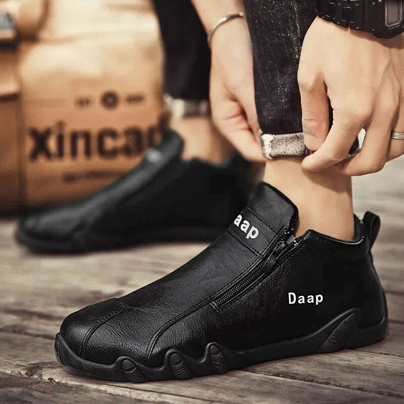 KIMLUD, British Style Fashion Short Boots Men Luxury Leather Anti Slip Comfortable Work Shoes Outdoor Travel Sports Casual Shoes, KIMLUD Womens Clothes