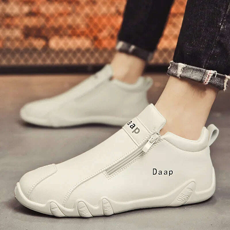 KIMLUD, British Style Fashion Short Boots Men Luxury Leather Anti Slip Comfortable Work Shoes Outdoor Travel Sports Casual Shoes, KIMLUD Womens Clothes