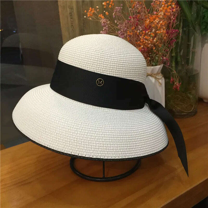 Bucket Hat Summer Hats for Women Fishing Hat Woolen Rhinestone Solid Color Basin Hat Leisure Outdoor Beach Sun Hat - KIMLUD