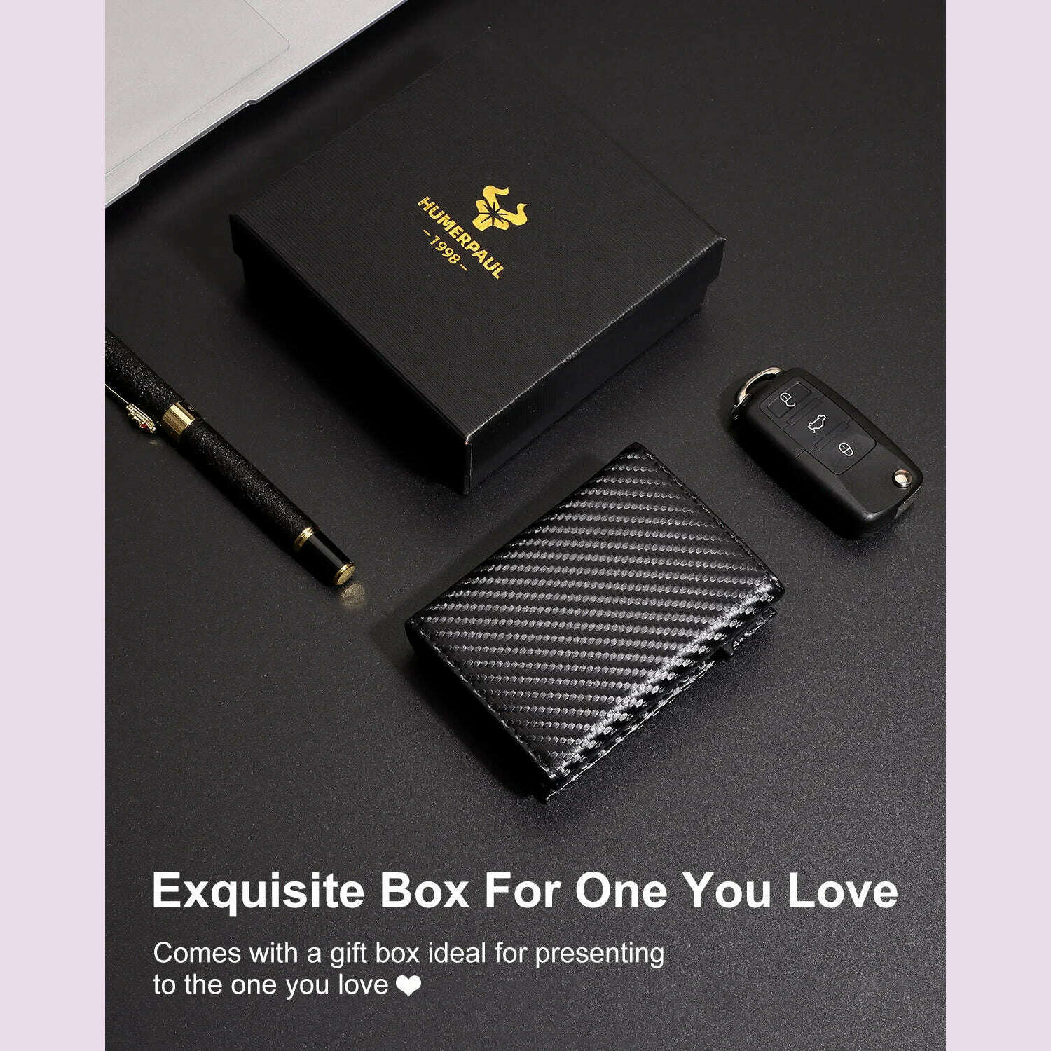KIMLUD, Carbon Fiber Mens Wallet Card Holder RFID Blcoking Pop Up Aluminum Cards Case Slim Male Front Pocket with Banknote Compartment, KIMLUD Womens Clothes