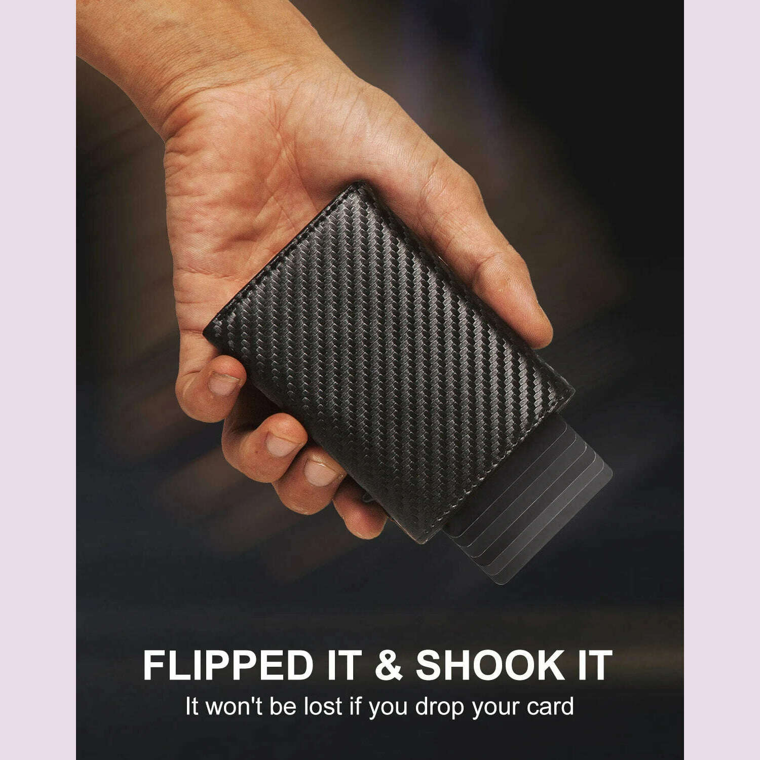 KIMLUD, Carbon Fiber Mens Wallet Card Holder RFID Blcoking Pop Up Aluminum Cards Case Slim Male Front Pocket with Banknote Compartment, KIMLUD Womens Clothes