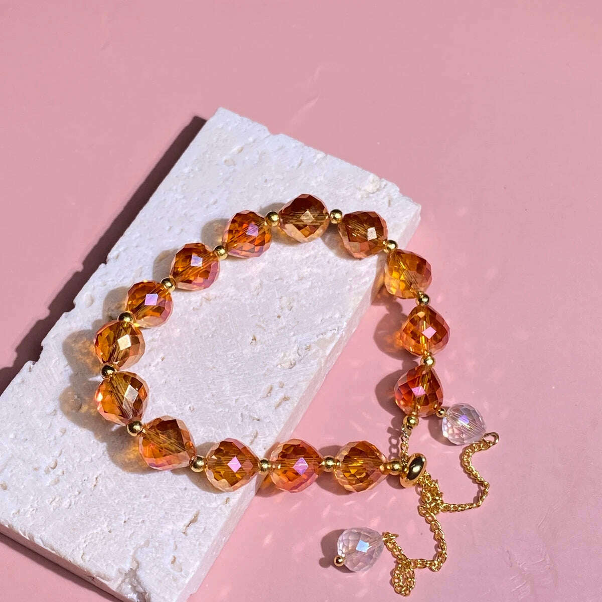 KIMLUD, CARLIDANA New Artificial Austria Crystal Bracelet Fashion Shiny Stone Beads Elasticity Rope Strand Bracelets for Women Jewelry, 30cm / Brown, KIMLUD APPAREL - Womens Clothes