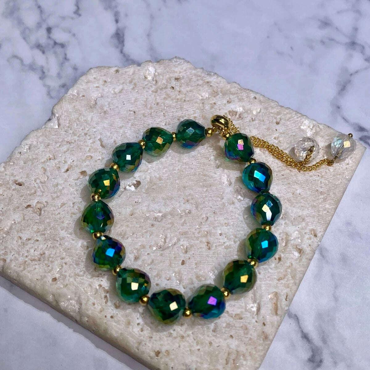 KIMLUD, CARLIDANA New Artificial Austria Crystal Bracelet Fashion Shiny Stone Beads Elasticity Rope Strand Bracelets for Women Jewelry, 30cm / Green, KIMLUD APPAREL - Womens Clothes