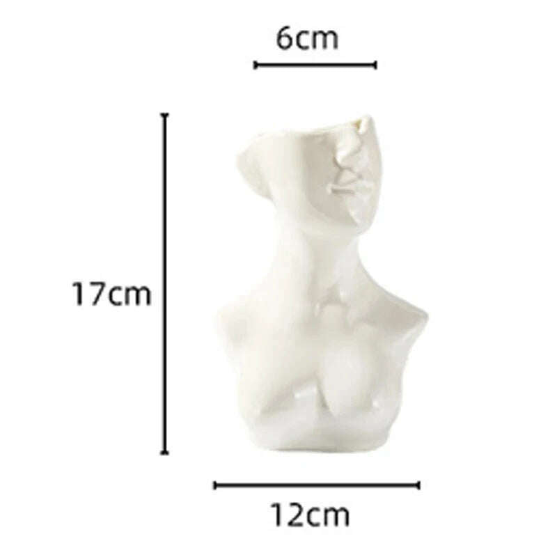 Ceramic Face Vase Head Body Human Shaped Flower Pot Photography Props for Indoor Outdoor Table Home Wedding Centerpiece Decor - KIMLUD