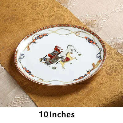 KIMLUD, Ceramics Dinner Plate Steak Plate Breakfast Container Snacks Dish Gift Box Wedding Gift 10/8 Inches Kitchen Utensils Fruit Plate, Style 3, KIMLUD Womens Clothes