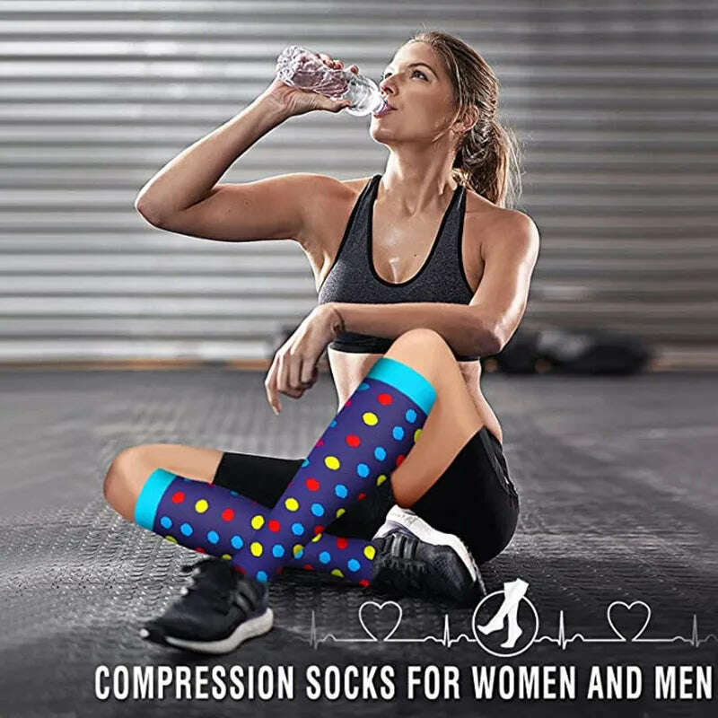 CFS Compression Socks Women Men Knee Stocking 20-30mmHg Edema Diabetes Varicose Veins Nurse Compression Socks Running Sport Sock - KIMLUD