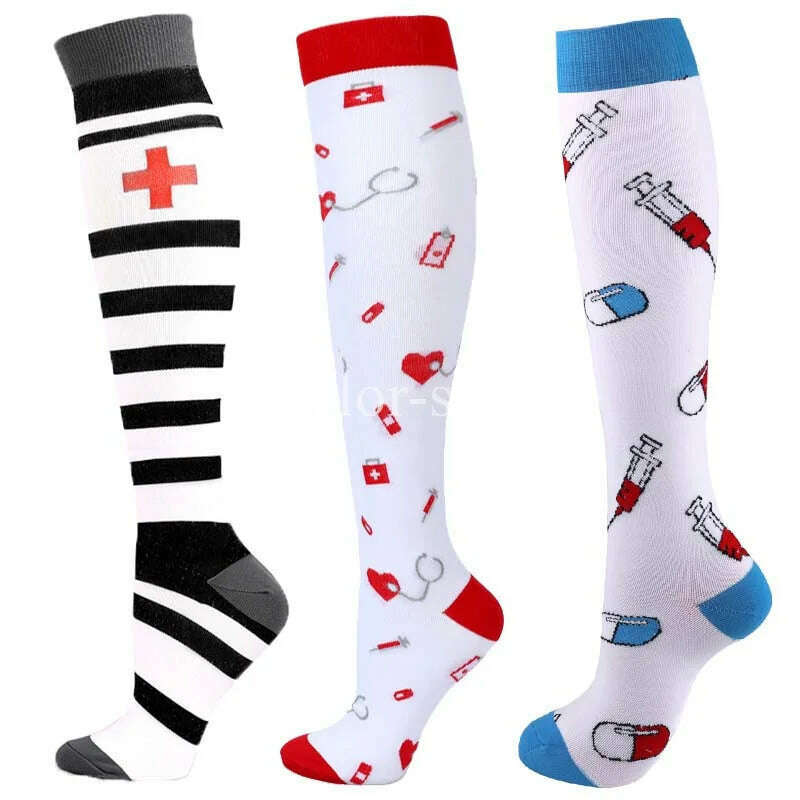 CFS Compression Socks Women Men Knee Stocking 20-30mmHg Edema Diabetes Varicose Veins Nurse Compression Socks Running Sport Sock - KIMLUD