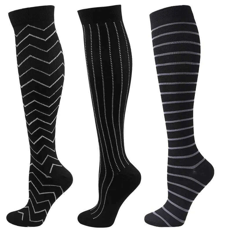 CFS Compression Socks Women Men Knee Stocking 20-30mmHg Edema Diabetes Varicose Veins Nurse Compression Socks Running Sport Sock - KIMLUD