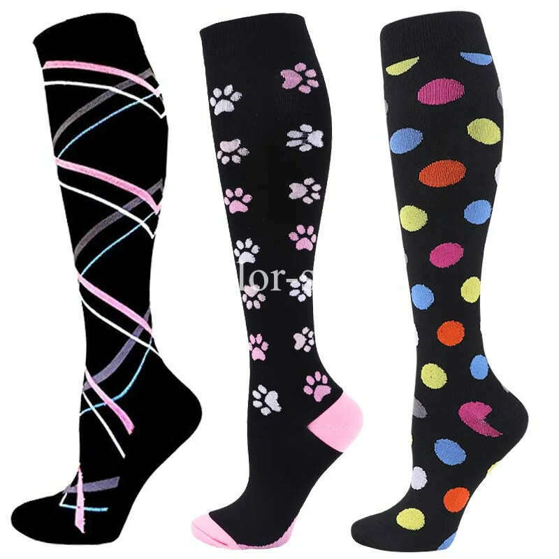 CFS Compression Socks Women Men Knee Stocking 20-30mmHg Edema Diabetes Varicose Veins Nurse Compression Socks Running Sport Sock - KIMLUD