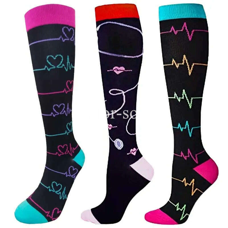 CFS Compression Socks Women Men Knee Stocking 20-30mmHg Edema Diabetes Varicose Veins Nurse Compression Socks Running Sport Sock - KIMLUD