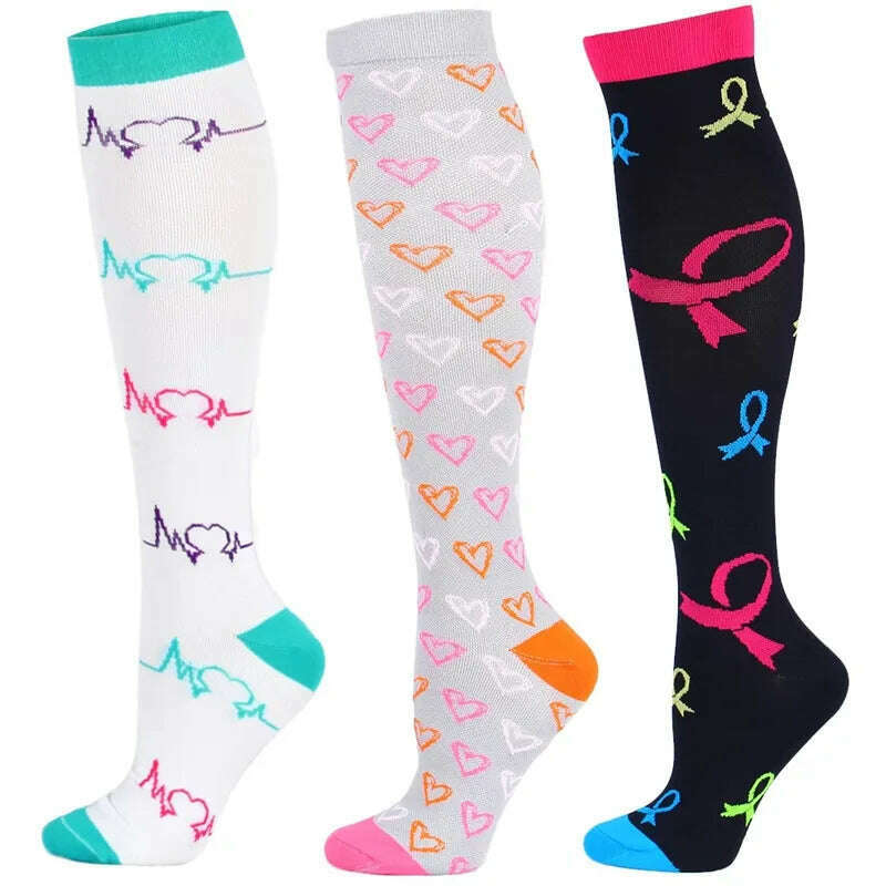 CFS Compression Socks Women Men Knee Stocking 20-30mmHg Edema Diabetes Varicose Veins Nurse Compression Socks Running Sport Sock - KIMLUD