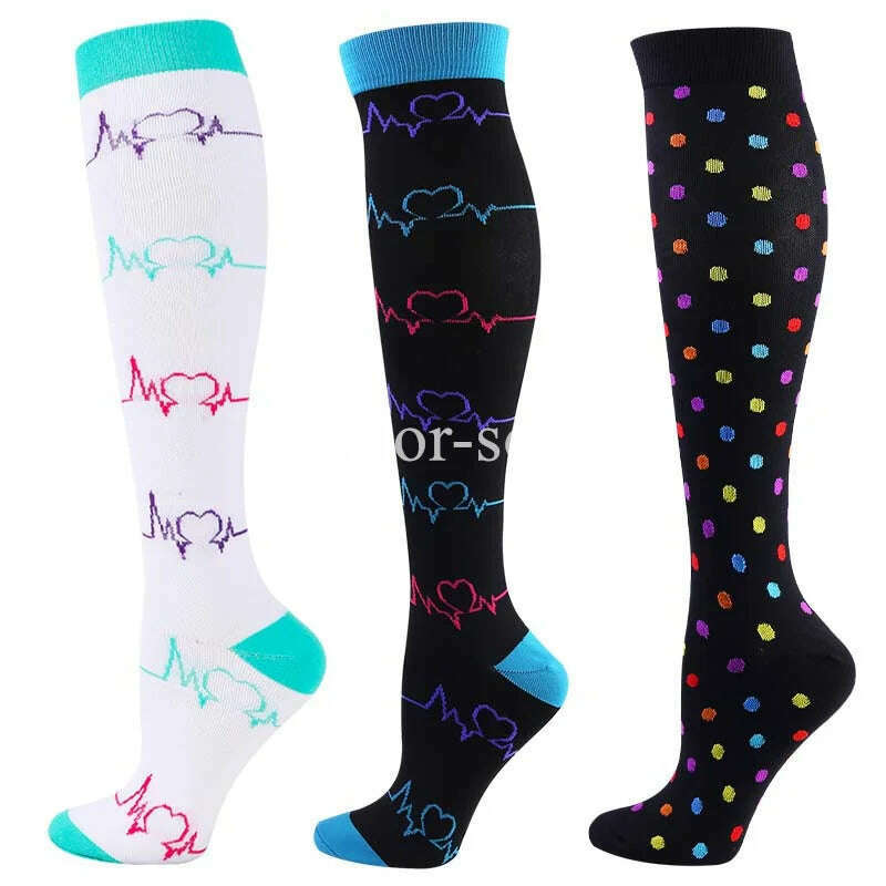 CFS Compression Socks Women Men Knee Stocking 20-30mmHg Edema Diabetes Varicose Veins Nurse Compression Socks Running Sport Sock - KIMLUD