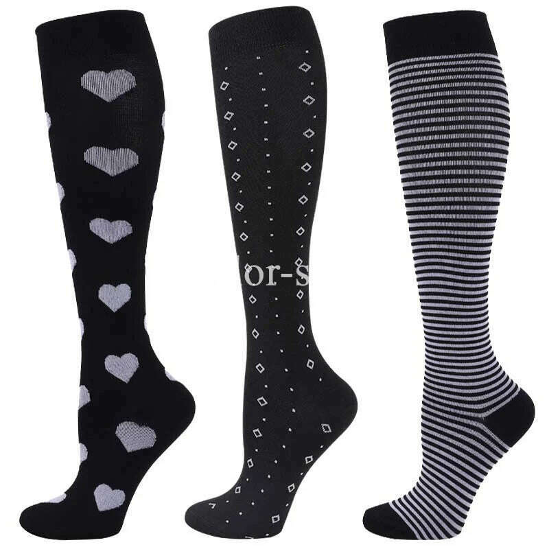 CFS Compression Socks Women Men Knee Stocking 20-30mmHg Edema Diabetes Varicose Veins Nurse Compression Socks Running Sport Sock - KIMLUD