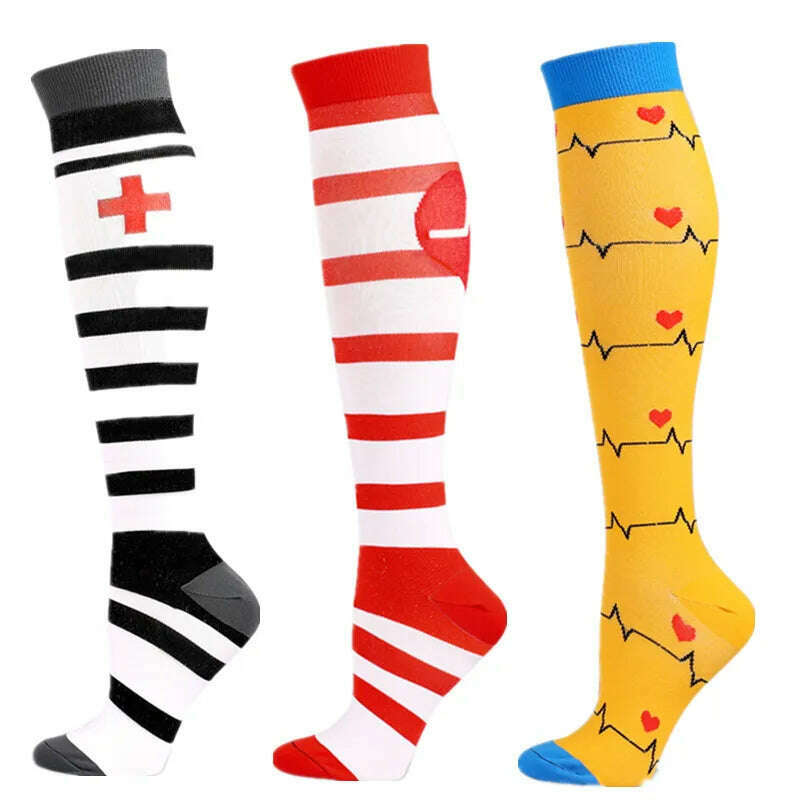 CFS Compression Socks Women Men Knee Stocking 20-30mmHg Edema Diabetes Varicose Veins Nurse Compression Socks Running Sport Sock - KIMLUD