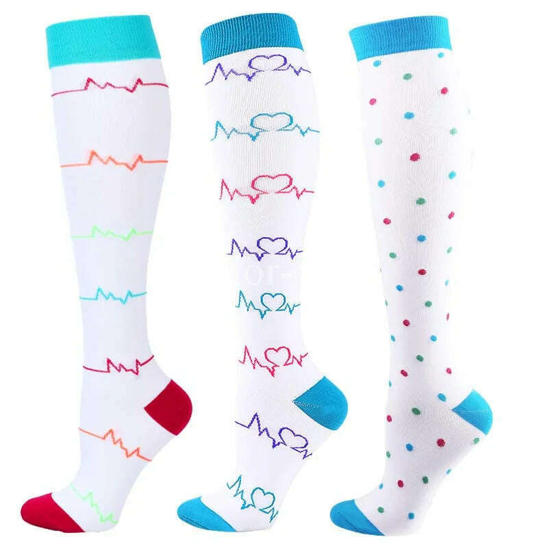 CFS Compression Socks Women Men Knee Stocking 20-30mmHg Edema Diabetes Varicose Veins Nurse Compression Socks Running Sport Sock - KIMLUD