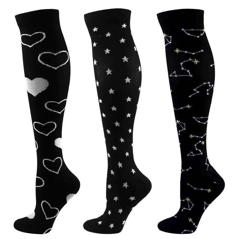 CFS Compression Socks Women Men Knee Stocking 20-30mmHg Edema Diabetes Varicose Veins Nurse Compression Socks Running Sport Sock - KIMLUD