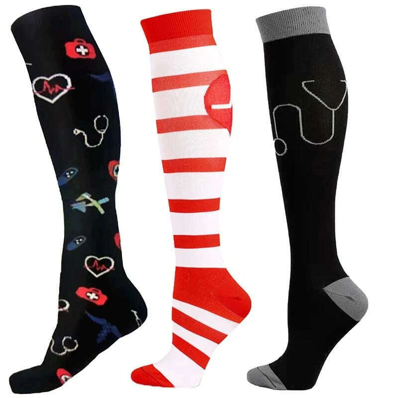 CFS Compression Socks Women Men Knee Stocking 20-30mmHg Edema Diabetes Varicose Veins Nurse Compression Socks Running Sport Sock - KIMLUD