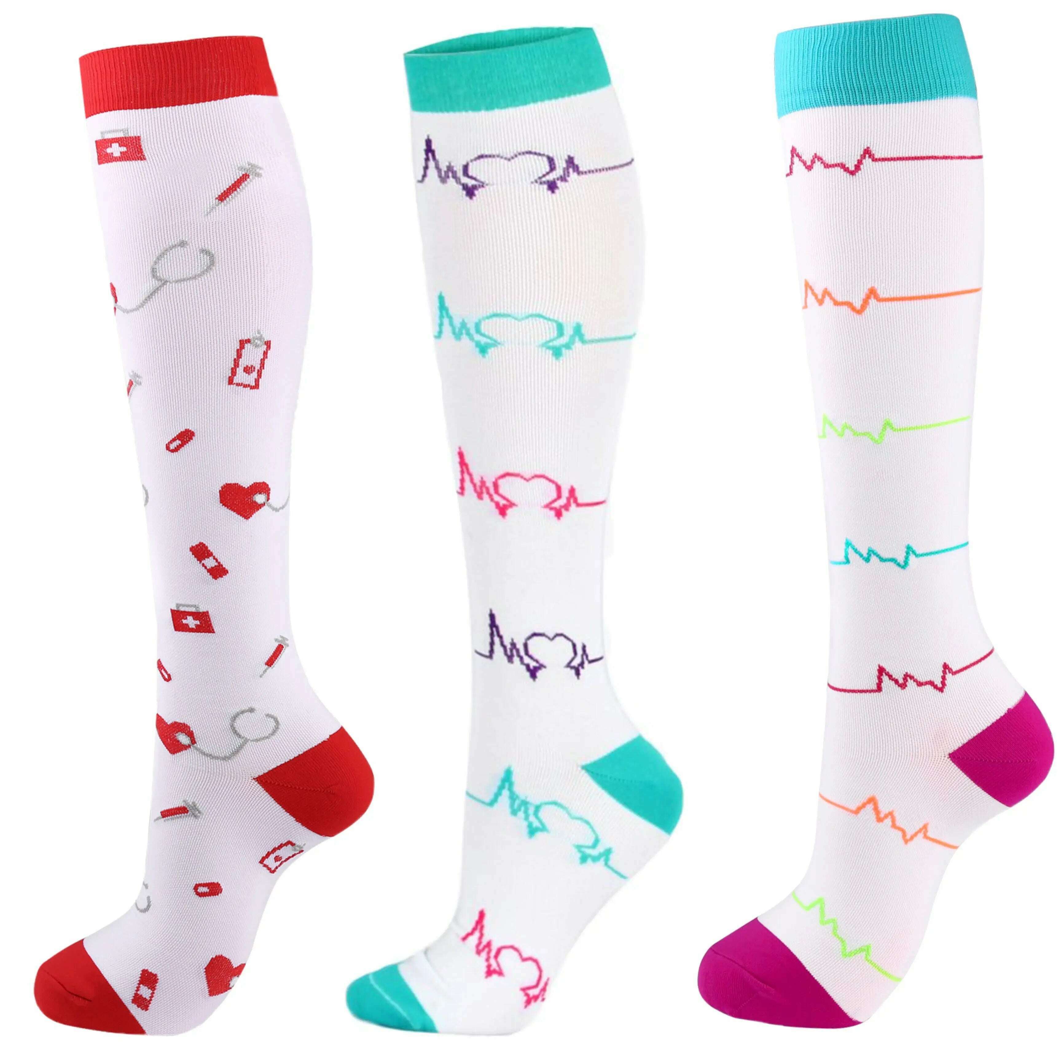 CFS Compression Socks Women Men Knee Stocking 20-30mmHg Edema Diabetes Varicose Veins Nurse Compression Socks Running Sport Sock - KIMLUD