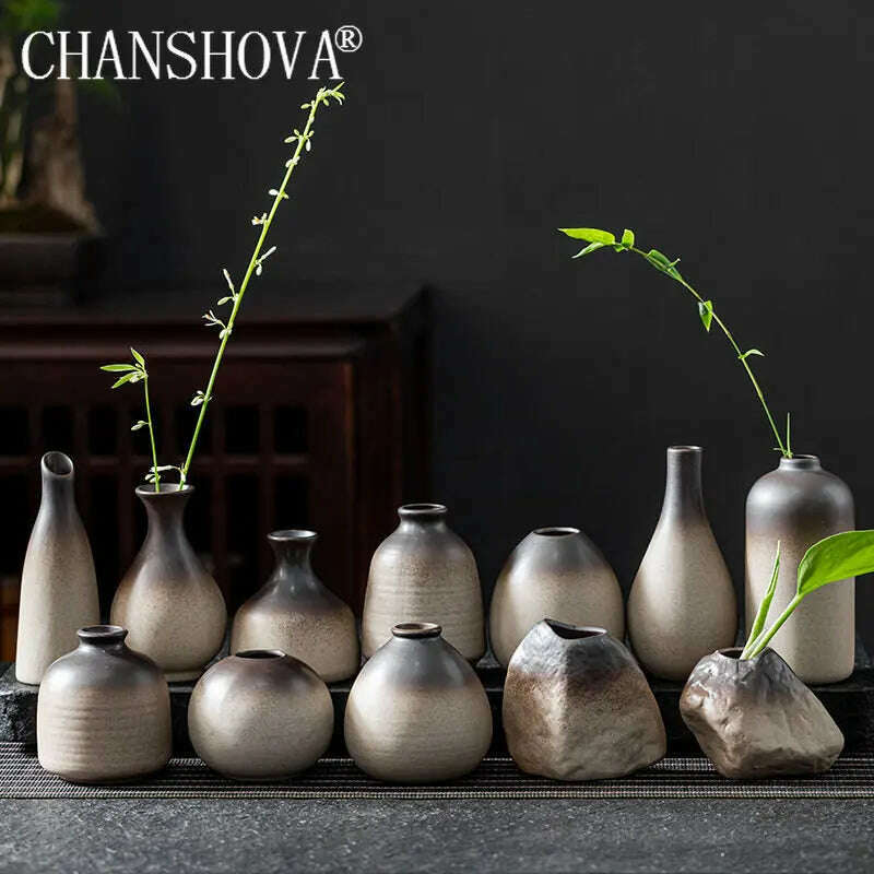 CHANSHOVA China Pottery Mini Small Flower Vases Traditional Chinese Retro Style Ceramic Vase Lliving Room Home Decoration T032 - KIMLUD