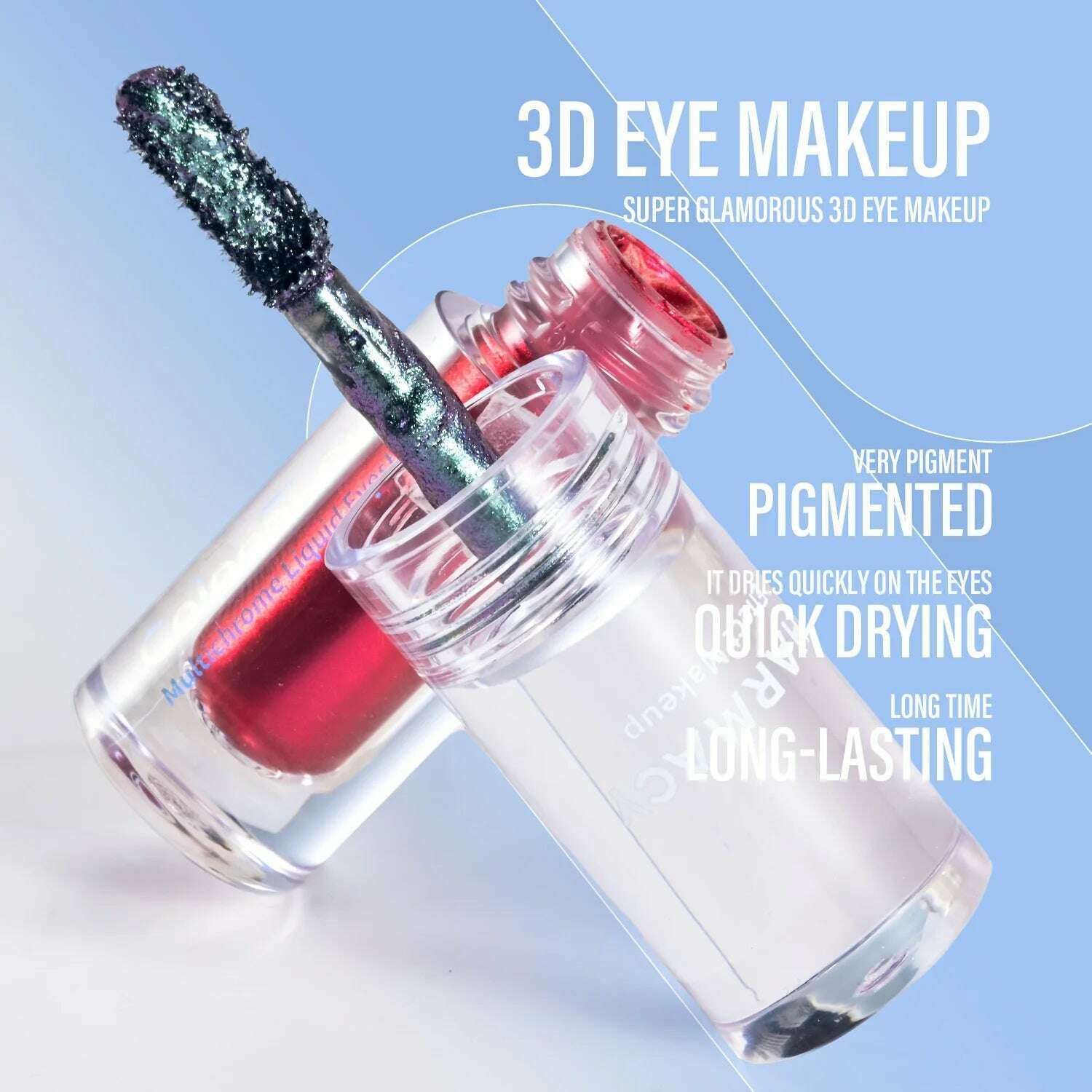 CHARMACY 2pcs/set Multichrome Eyeshadow Liquid 1.5ml Waterproof Longstay Glitter Eye Shadow High Gloss Christmas Holiday Makeup - KIMLUD