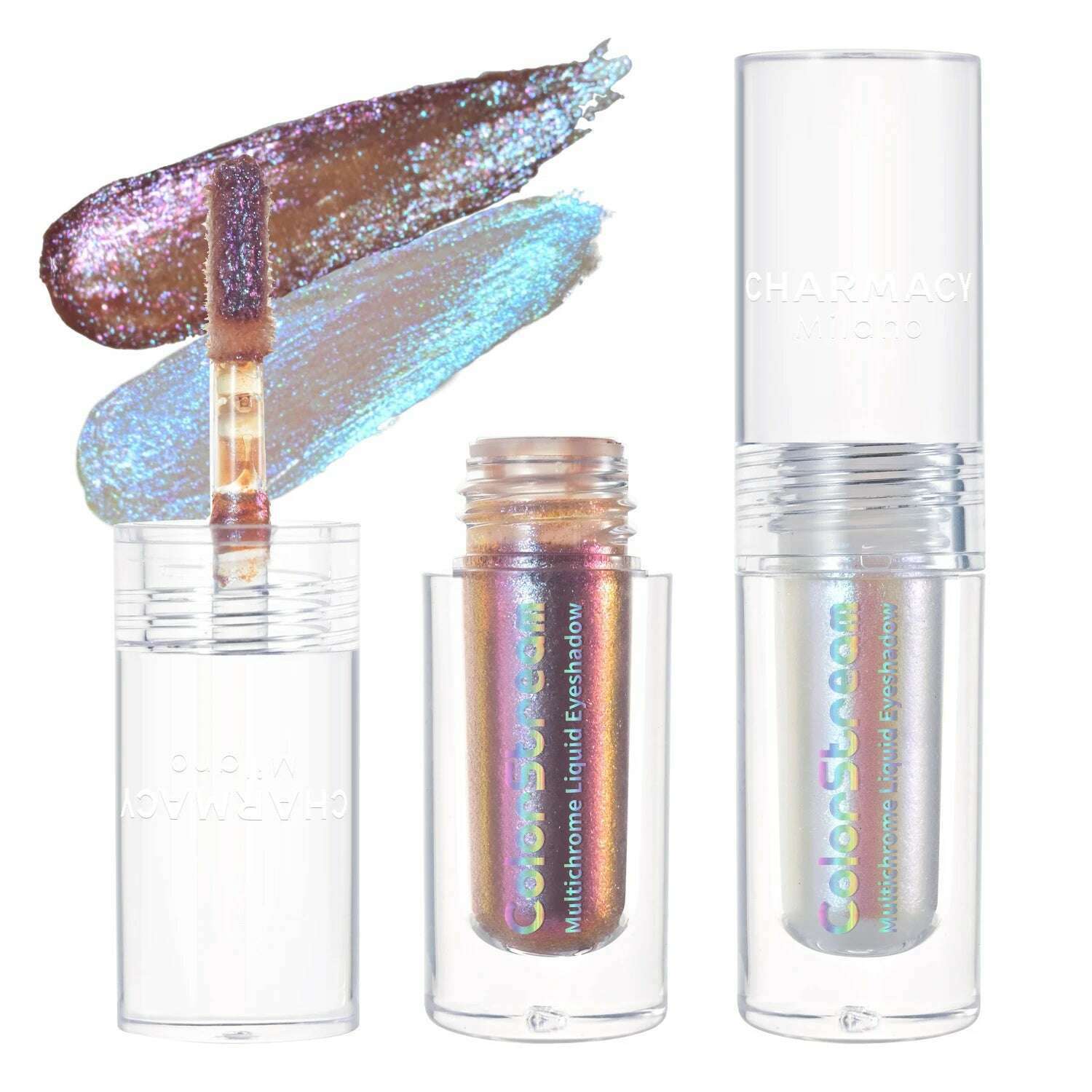 CHARMACY 2pcs/set Multichrome Eyeshadow Liquid 1.5ml Waterproof Longstay Glitter Eye Shadow High Gloss Christmas Holiday Makeup - KIMLUD