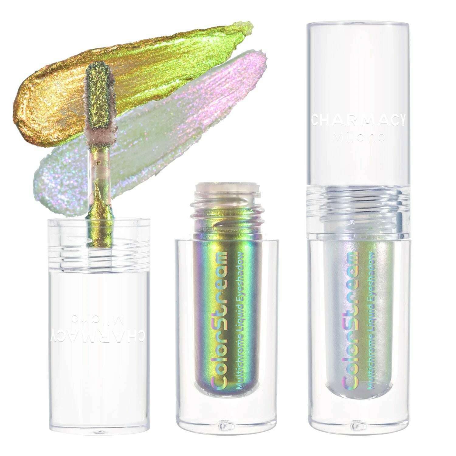 CHARMACY 2pcs/set Multichrome Eyeshadow Liquid 1.5ml Waterproof Longstay Glitter Eye Shadow High Gloss Christmas Holiday Makeup - KIMLUD