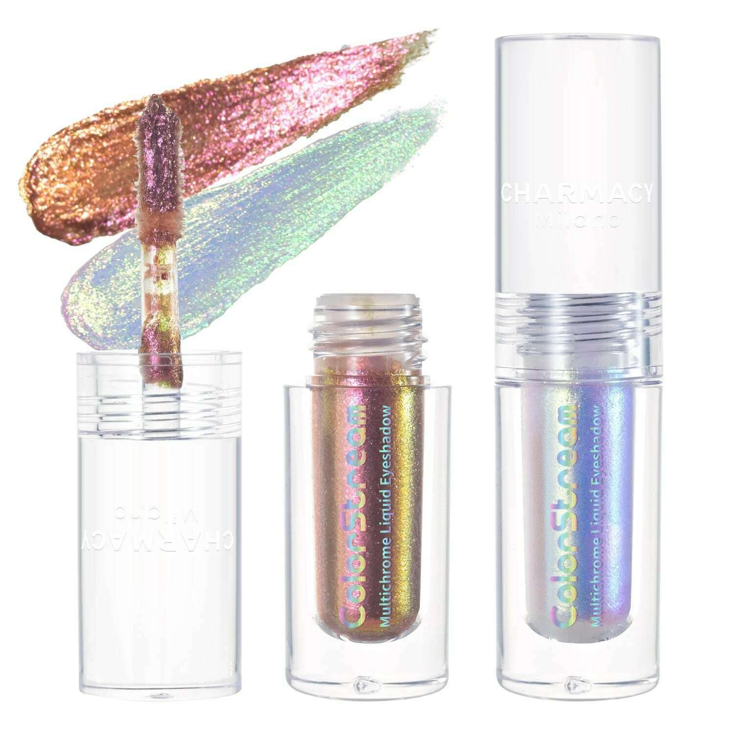 CHARMACY 2pcs/set Multichrome Eyeshadow Liquid 1.5ml Waterproof Longstay Glitter Eye Shadow High Gloss Christmas Holiday Makeup - KIMLUD